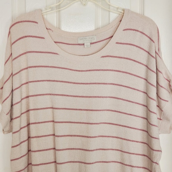 Barefoot Dreams CozyChic Ultra Lite Knit Striped Dolman Sleeve Top Size L - Picture 3 of 9